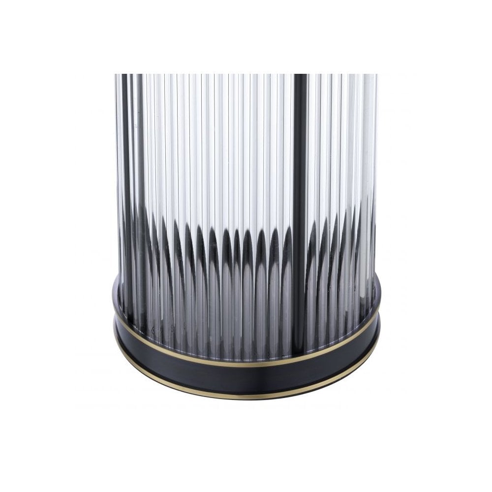 Art Deco Mayson S Hurricane Lamp, Bronze Finish & Clear Glass