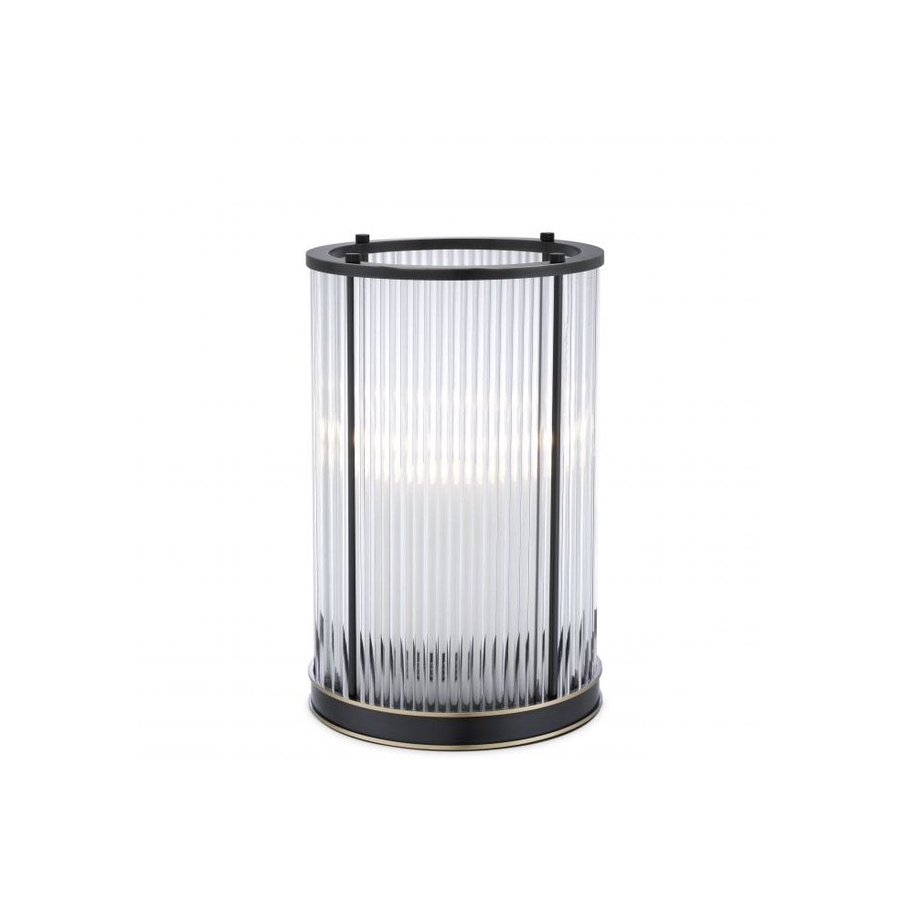 Mayson M Hurricane Lamp, Bronze Accent Finish, Clear Glass Design