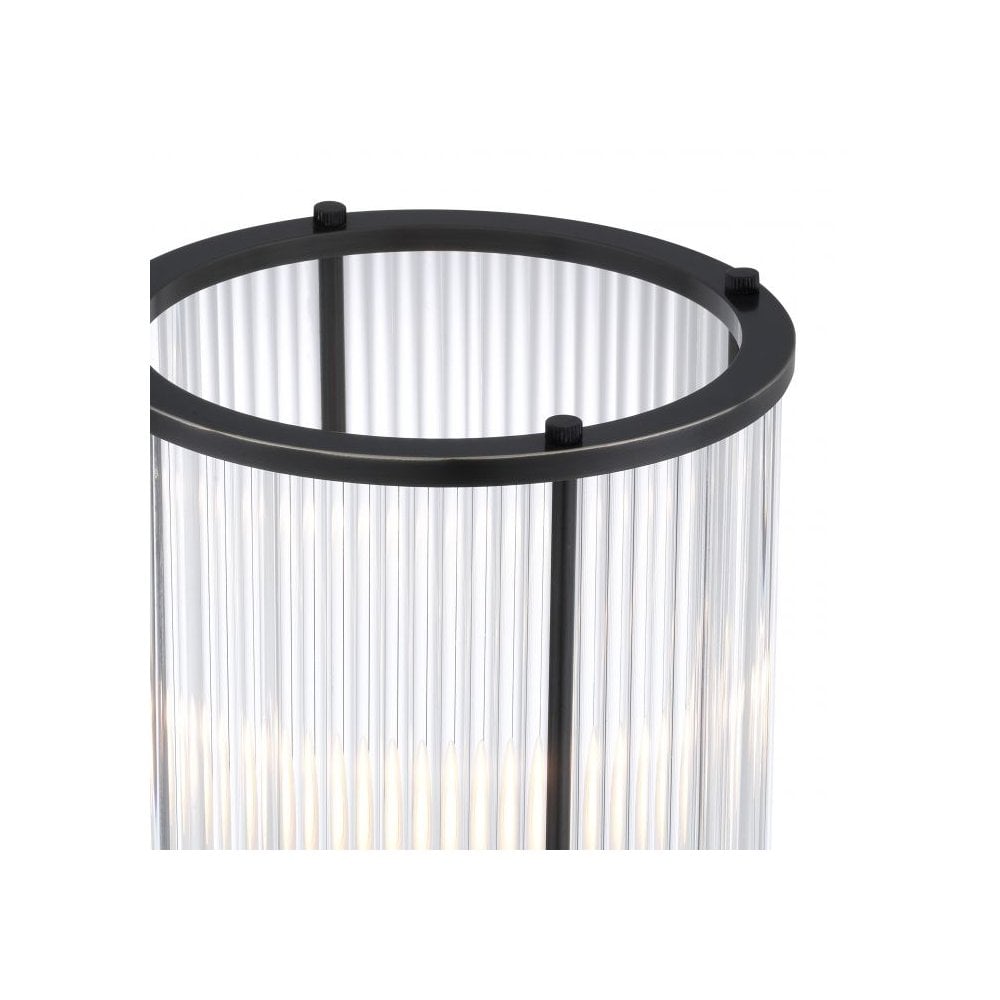 Mayson M Hurricane Lamp, Bronze Accent Finish, Clear Glass Design