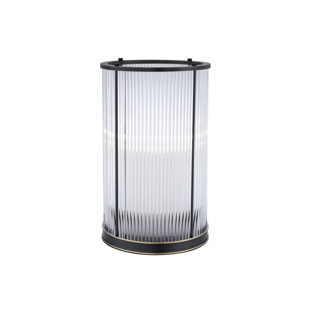 Art Deco Mayson L Hurricane with Bronze Accents and Clear Glass