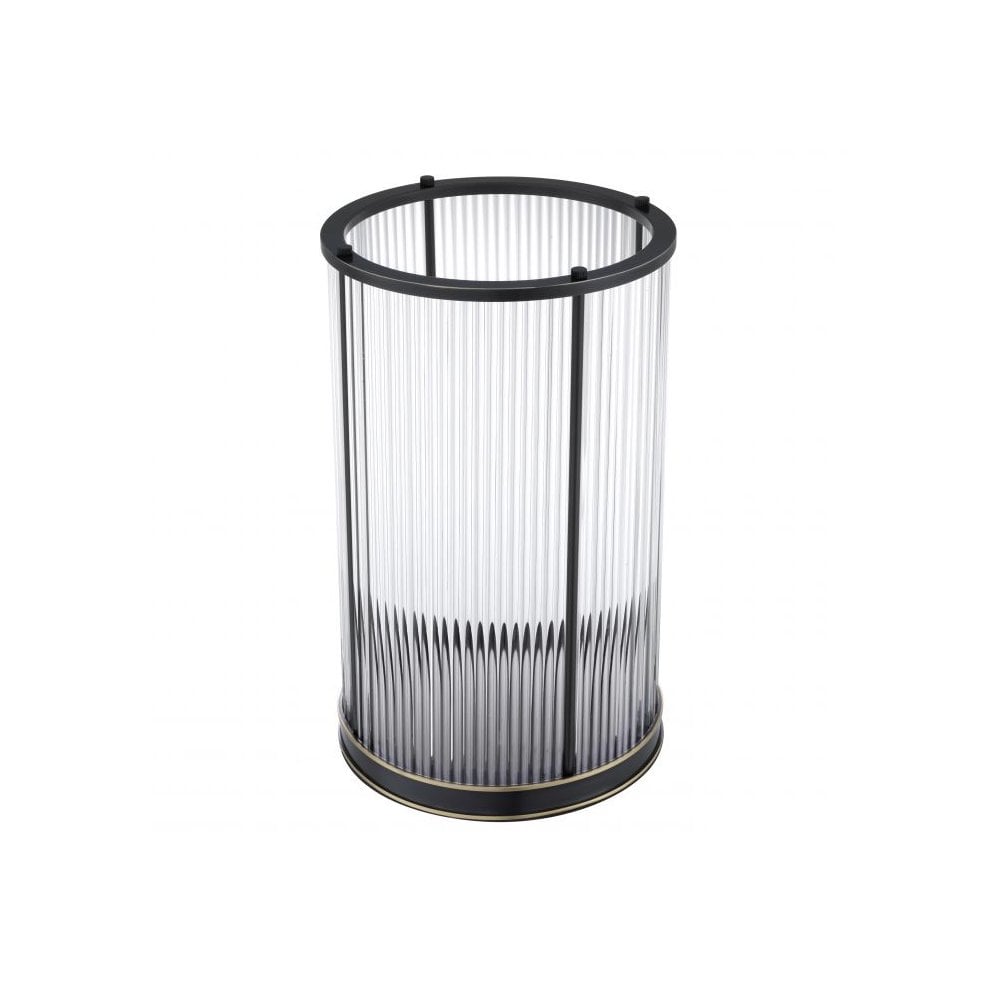 Art Deco Mayson L Hurricane with Bronze Accents and Clear Glass