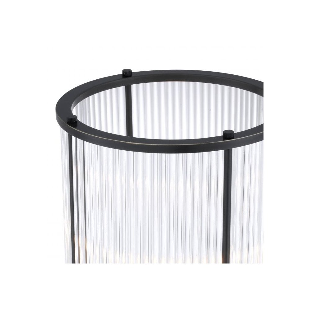 Art Deco Mayson L Hurricane with Bronze Accents and Clear Glass