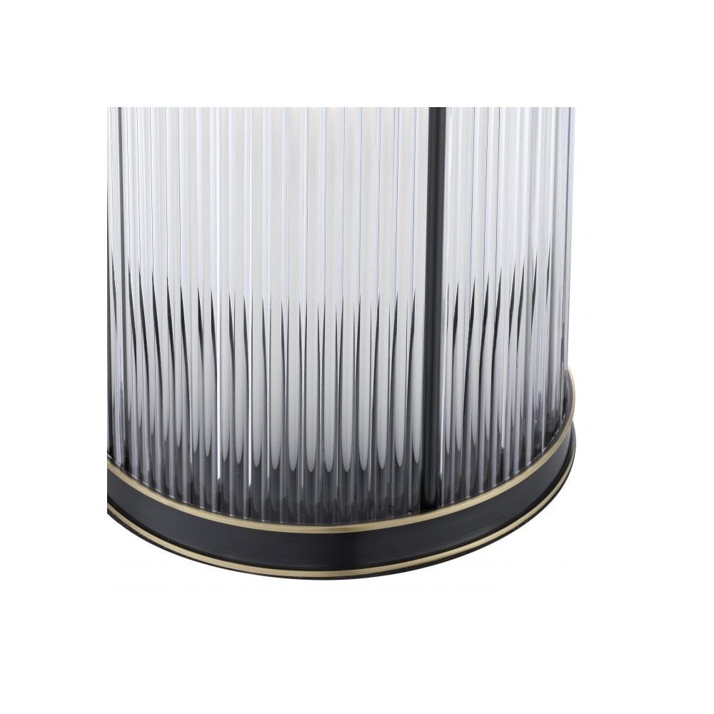 Art Deco Mayson L Hurricane with Bronze Accents and Clear Glass