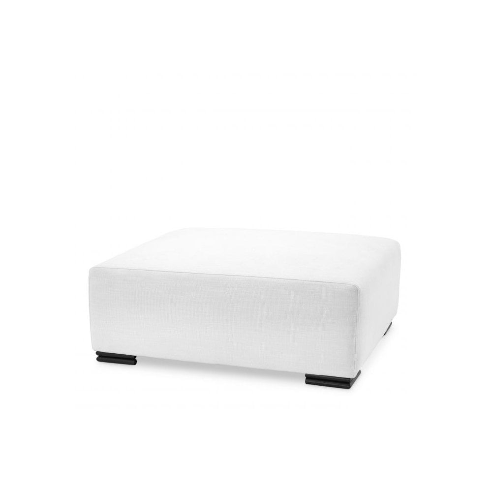 Avalon White Clifford Ottoman with Black Feet
