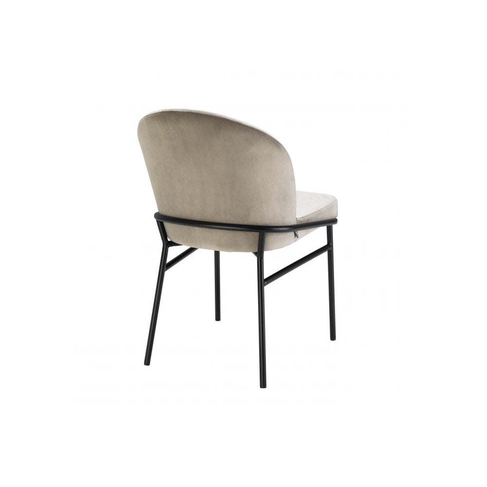 Willis Dining Chair Duo, Savona Greige Velvet with Sleek Black Legs