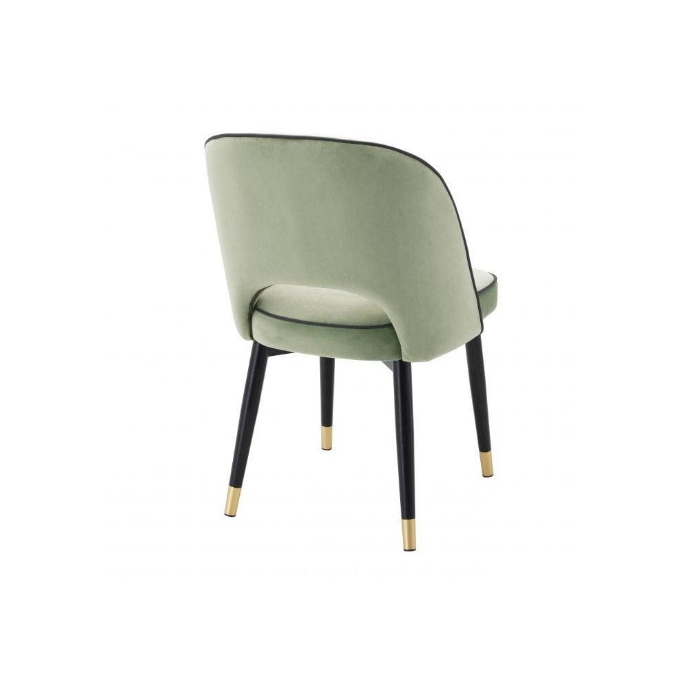 Elegant Duo: Cliff Dining Chairs in Pistache Green Velvet with Black Leather Accent