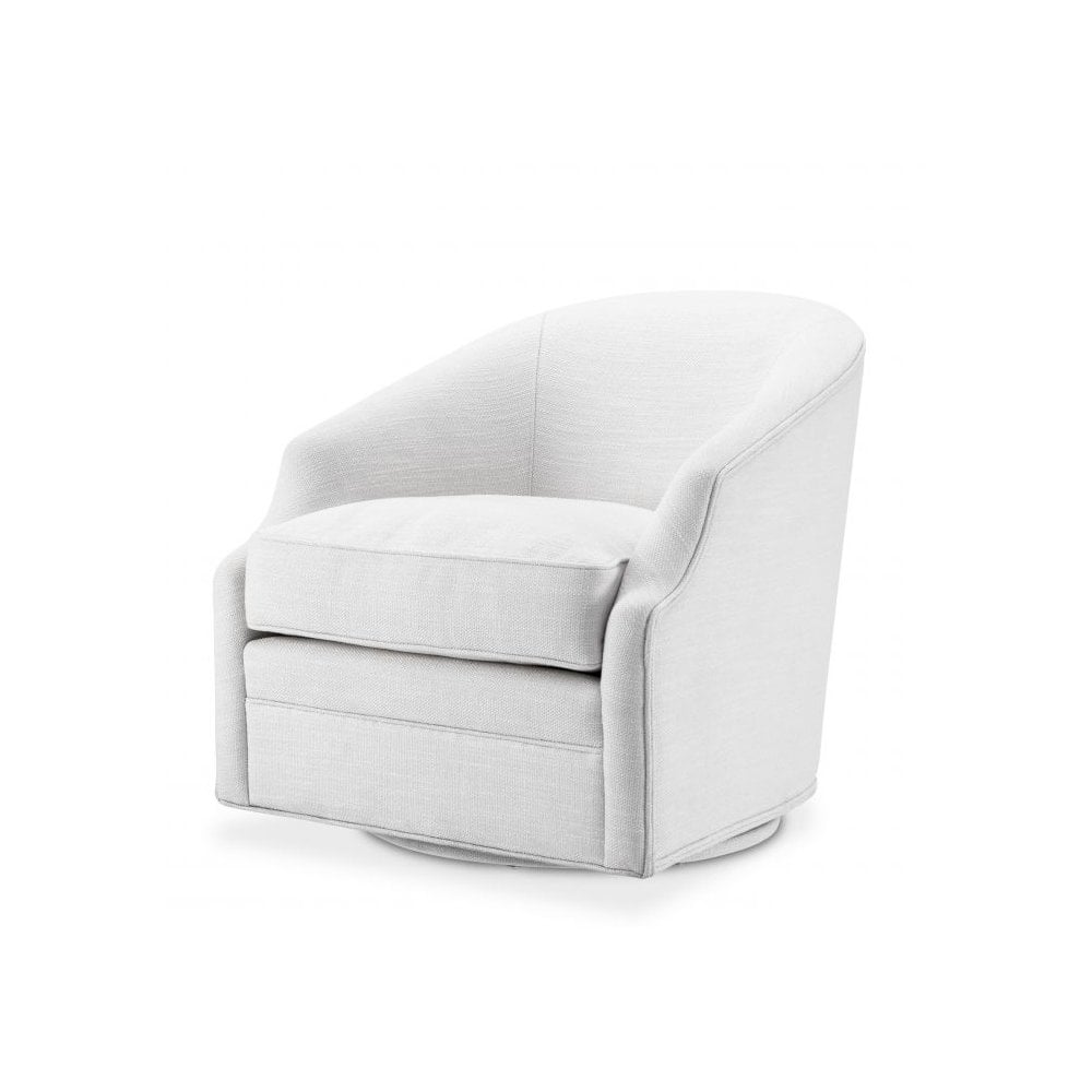 Gustav Swivel Chair in Avalon White with Retro Chic Design
