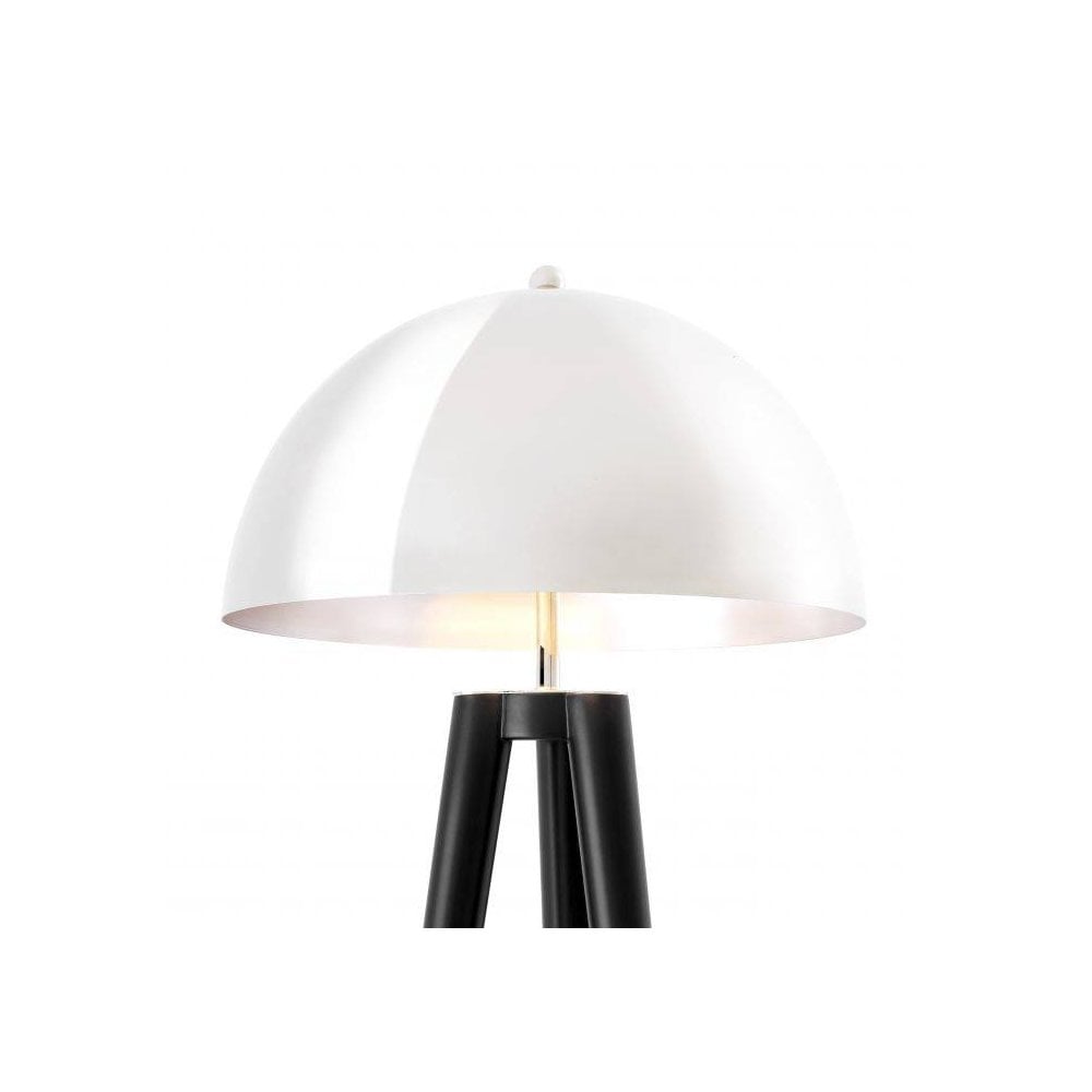 Coyote Floor Lamp with Nickel Dome Shade and Black Tapered Legs