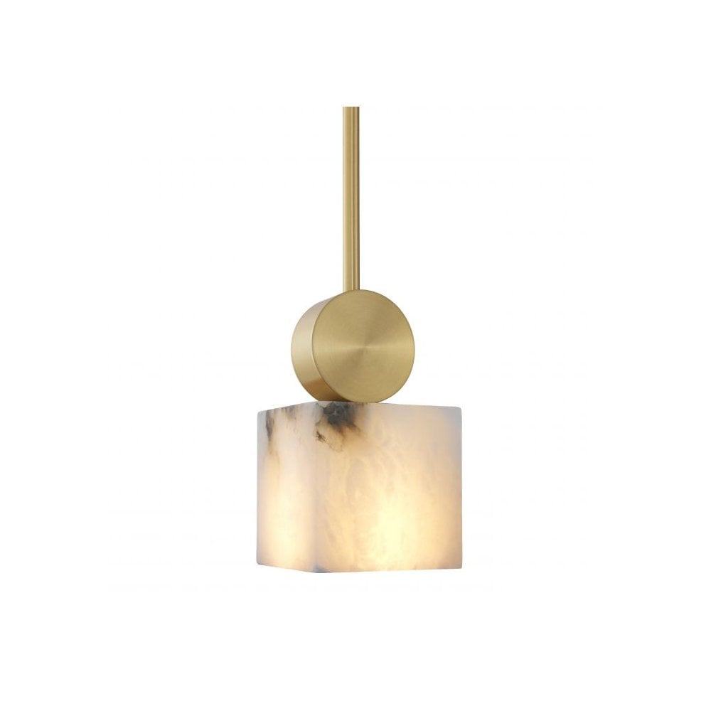 Etruscan Square Alabaster Pendant Light with Brass Finish