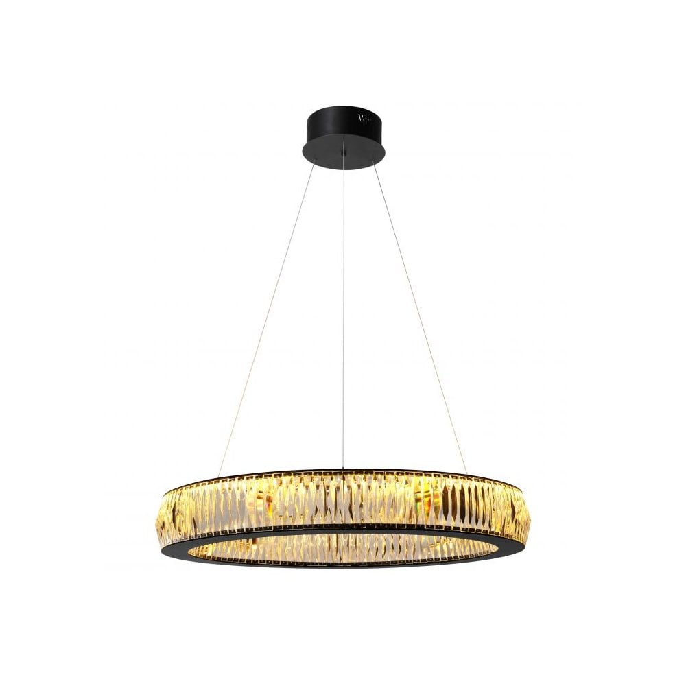 Vancouver Crystal LED Chandelier, Black Drum Design