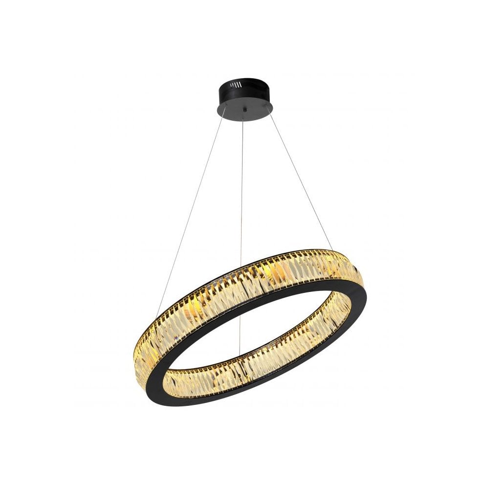 Vancouver Crystal LED Chandelier, Black Drum Design