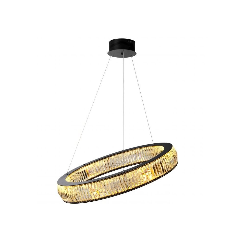 Vancouver Crystal LED Chandelier, Black Drum Design