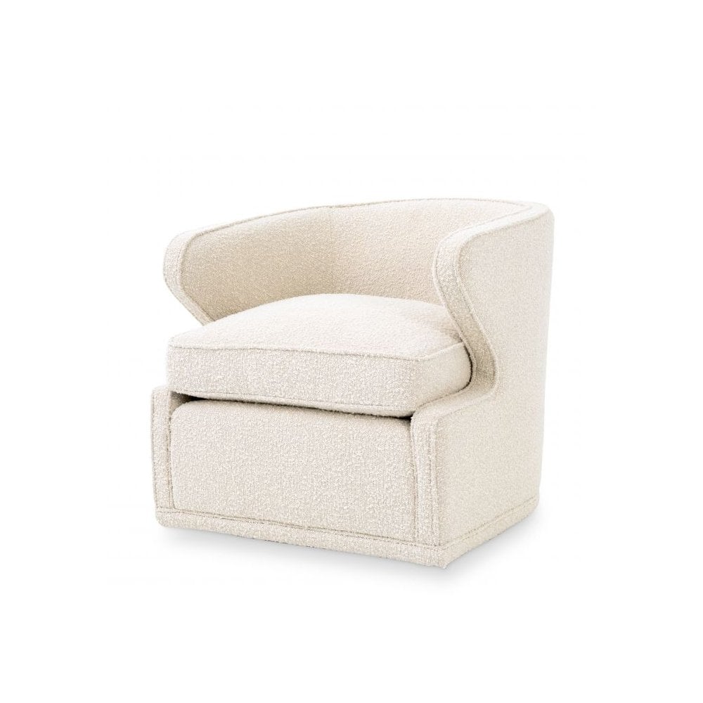 Dorset Swivel Chair in Cream Bouclé Upholstery