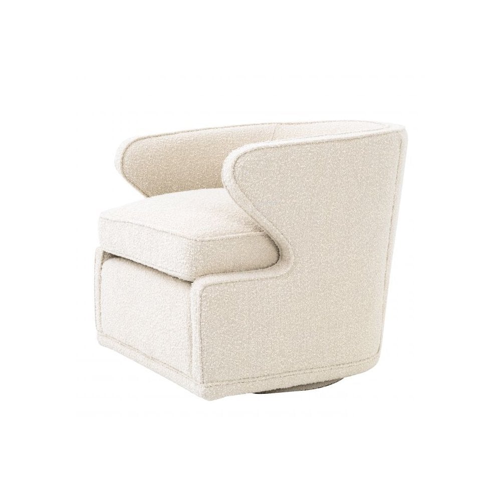 Dorset Swivel Chair in Cream Bouclé Upholstery
