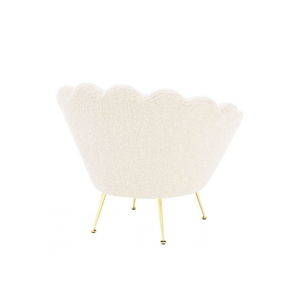 Trapezium Chair in Cream Bouclé with Brass Accents