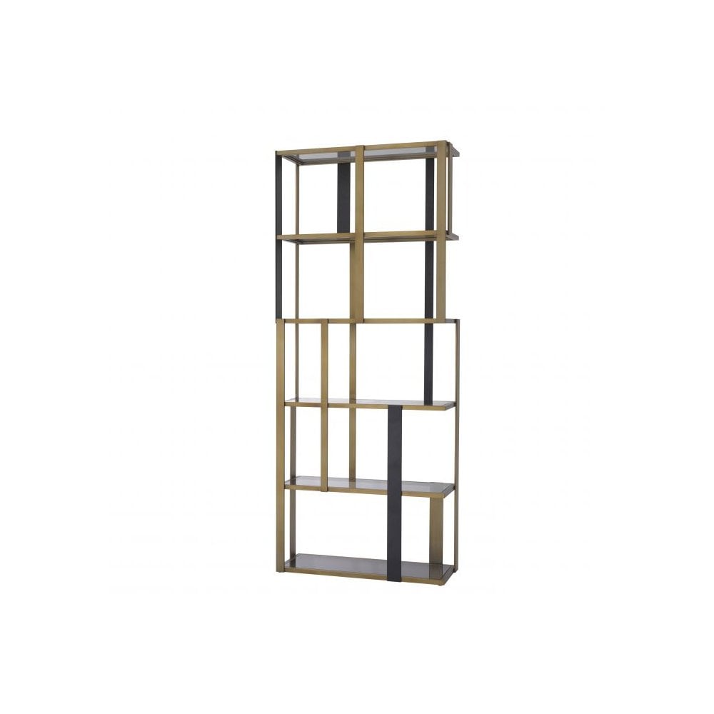 Clio Cabinet: Modern Elegance with Brushed Brass, Matt Black & Smoke Glass