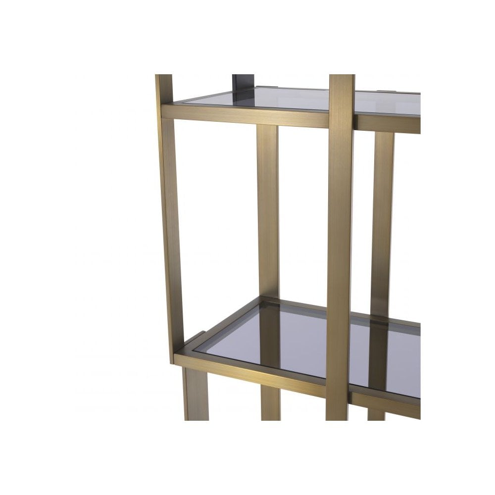 Clio Cabinet: Modern Elegance with Brushed Brass, Matt Black & Smoke Glass