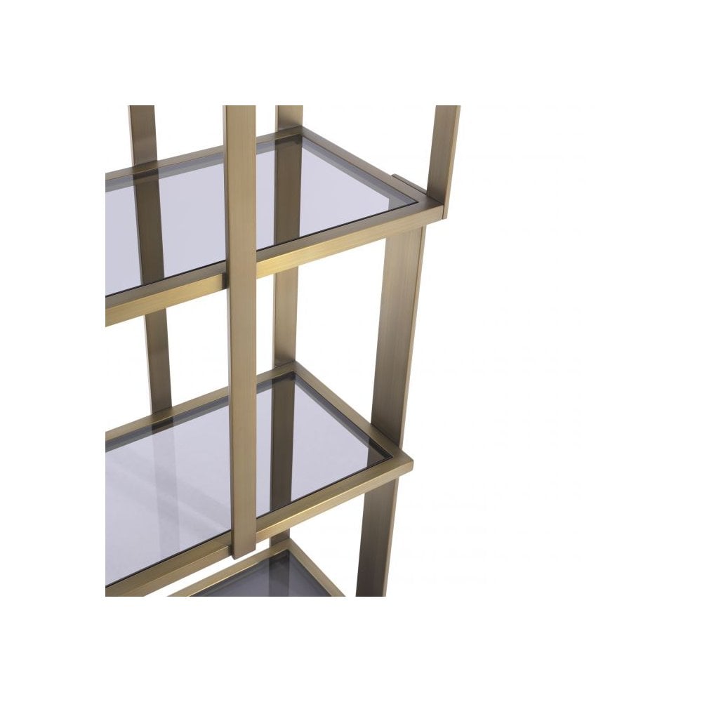 Clio Cabinet: Modern Elegance with Brushed Brass, Matt Black & Smoke Glass