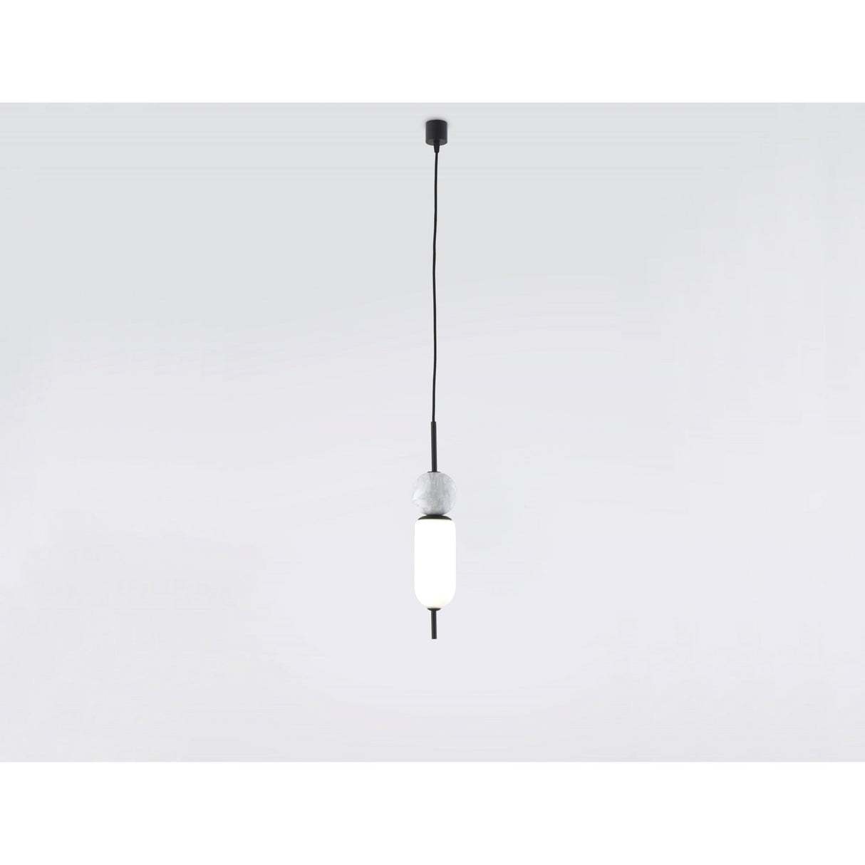 Anet Modern Pendant Lamp in Matt Black and Opal White