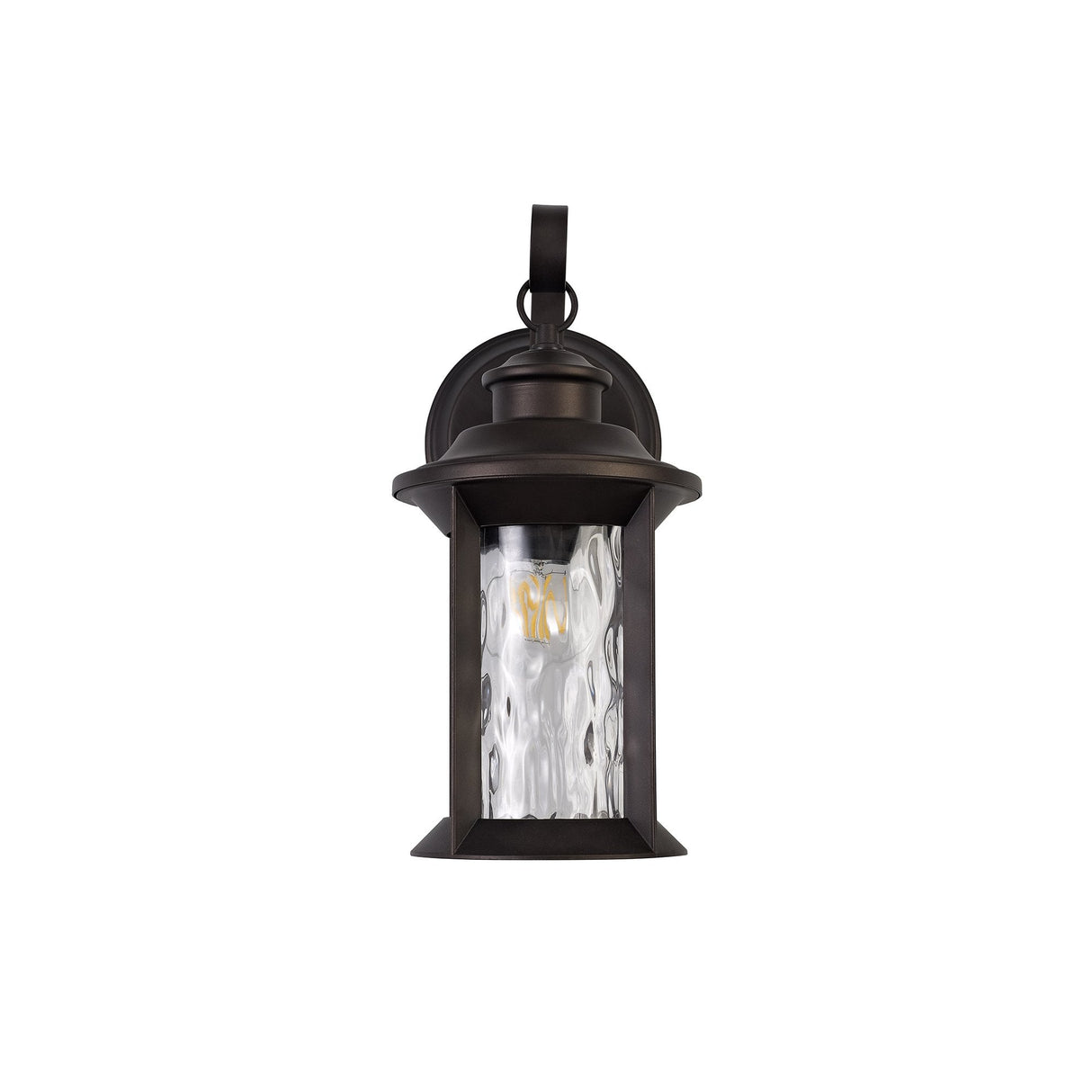 Antique Bronze Wall Lantern with Clear Ripple Glass, E27 Fitting, IP54