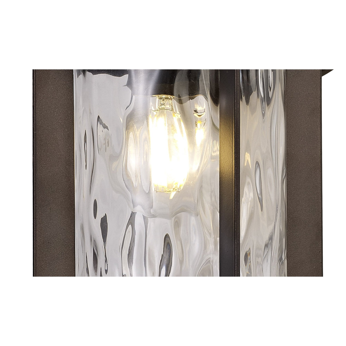 Antique Bronze Wall Lantern with Clear Ripple Glass, E27 Fitting, IP54