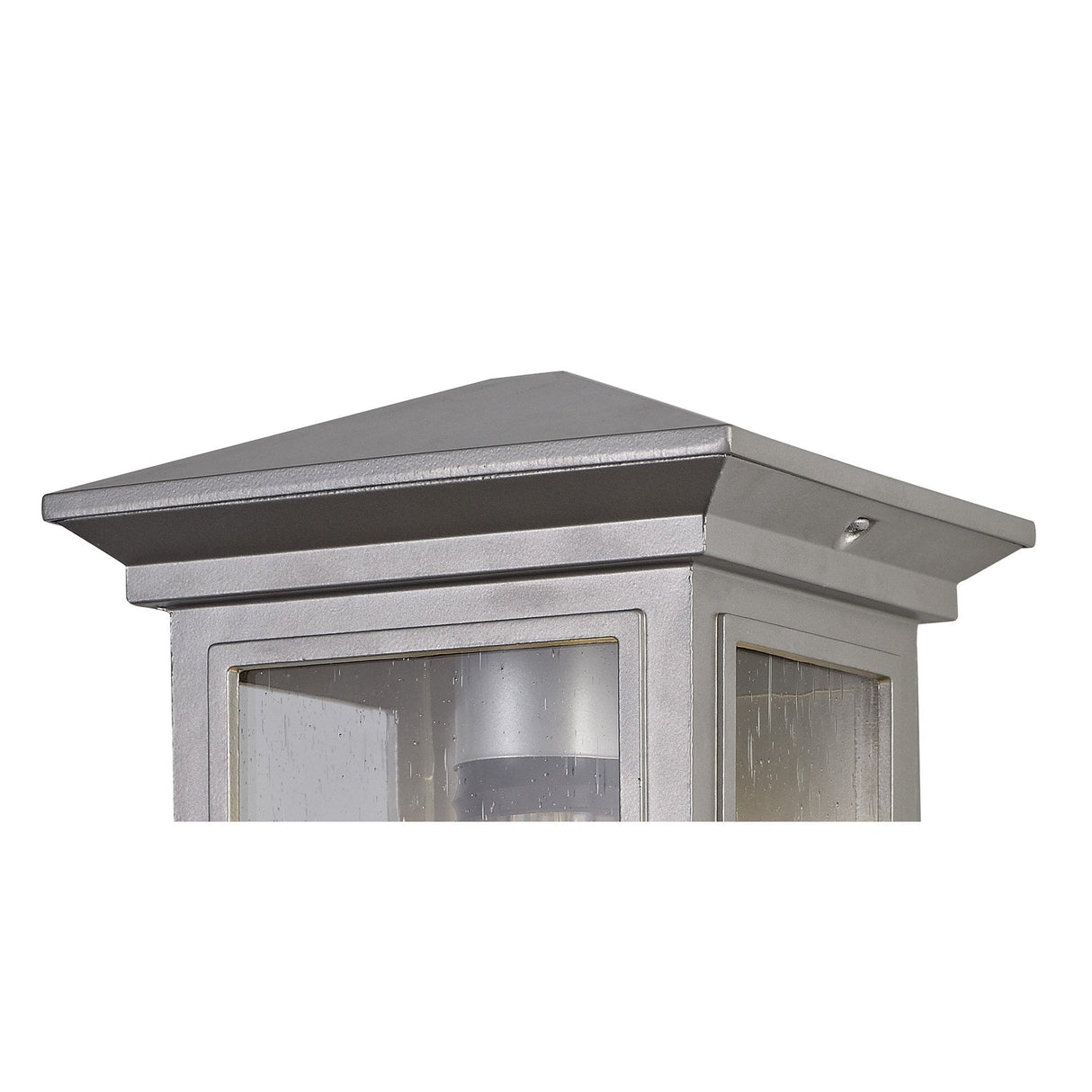 Modern Silver Grey Wall Light with Clear Seeded Glass Shade, E27, IP54, 2-Year Warranty