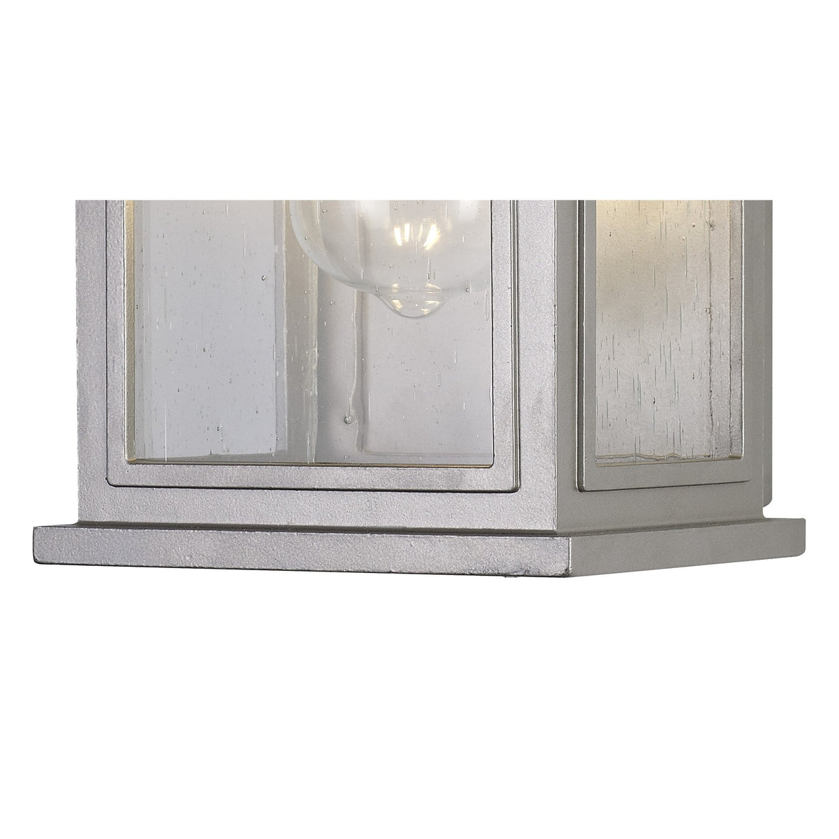 Modern Silver Grey Wall Light with Clear Seeded Glass Shade, E27, IP54, 2-Year Warranty