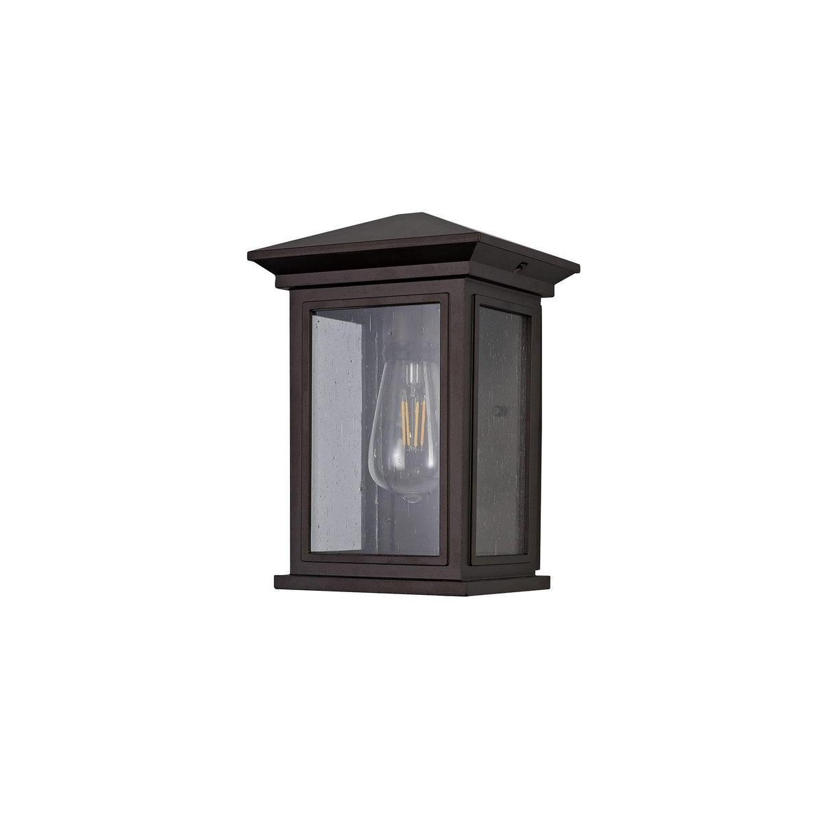 Antique Bronze Flush Wall Lamp with Clear Seeded Glass Shade, 1 x E27, IP54, 2-Year Warranty