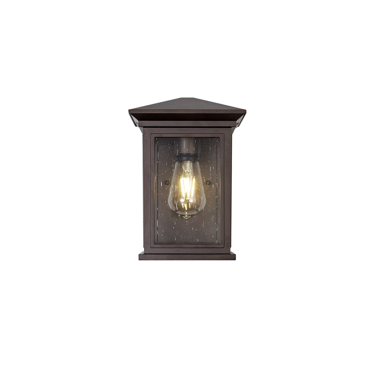Antique Bronze Flush Wall Lamp with Clear Seeded Glass Shade, 1 x E27, IP54, 2-Year Warranty