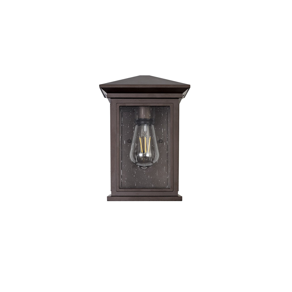 Antique Bronze Flush Wall Lamp with Clear Seeded Glass Shade, 1 x E27, IP54, 2-Year Warranty