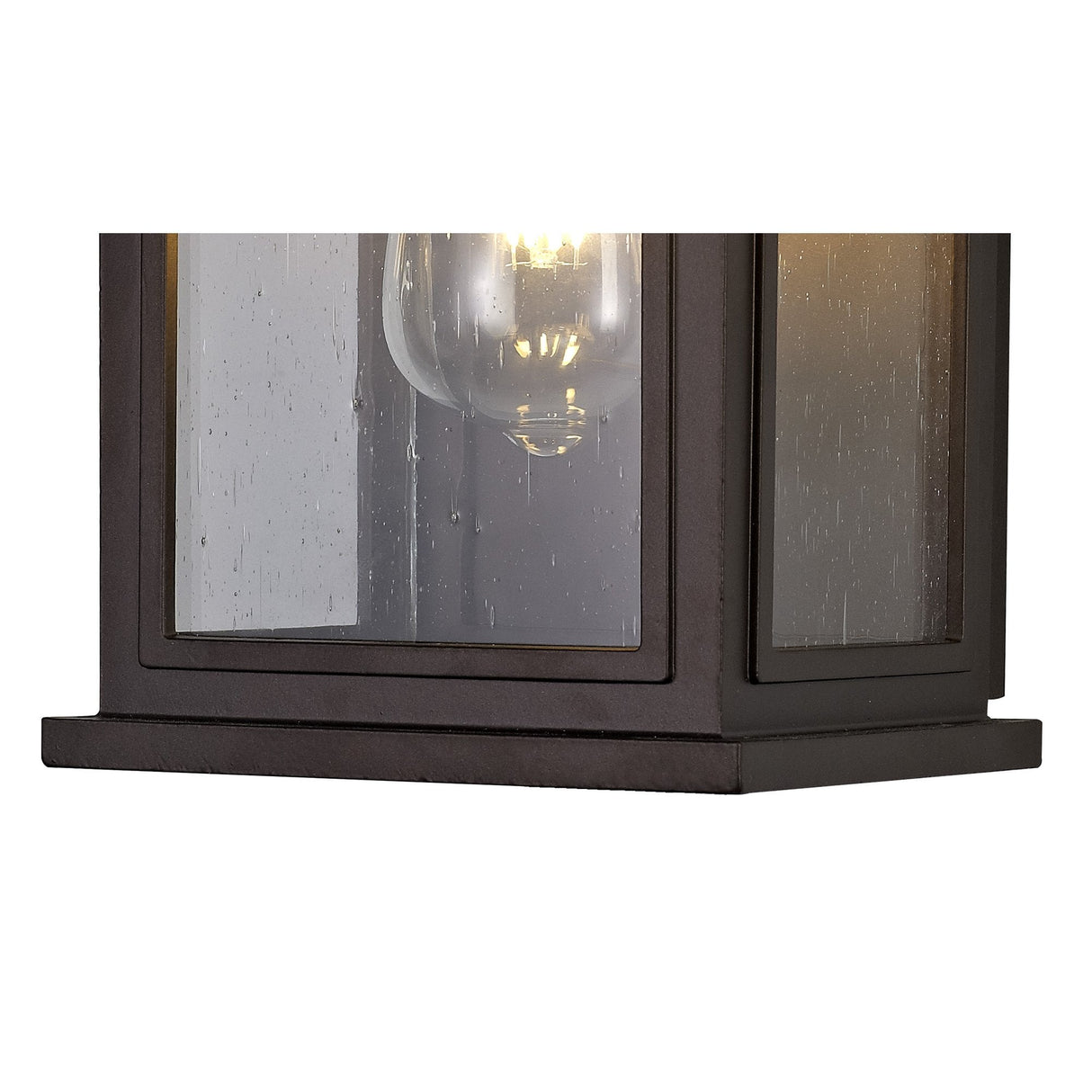Antique Bronze Flush Wall Lamp with Clear Seeded Glass Shade, 1 x E27, IP54, 2-Year Warranty