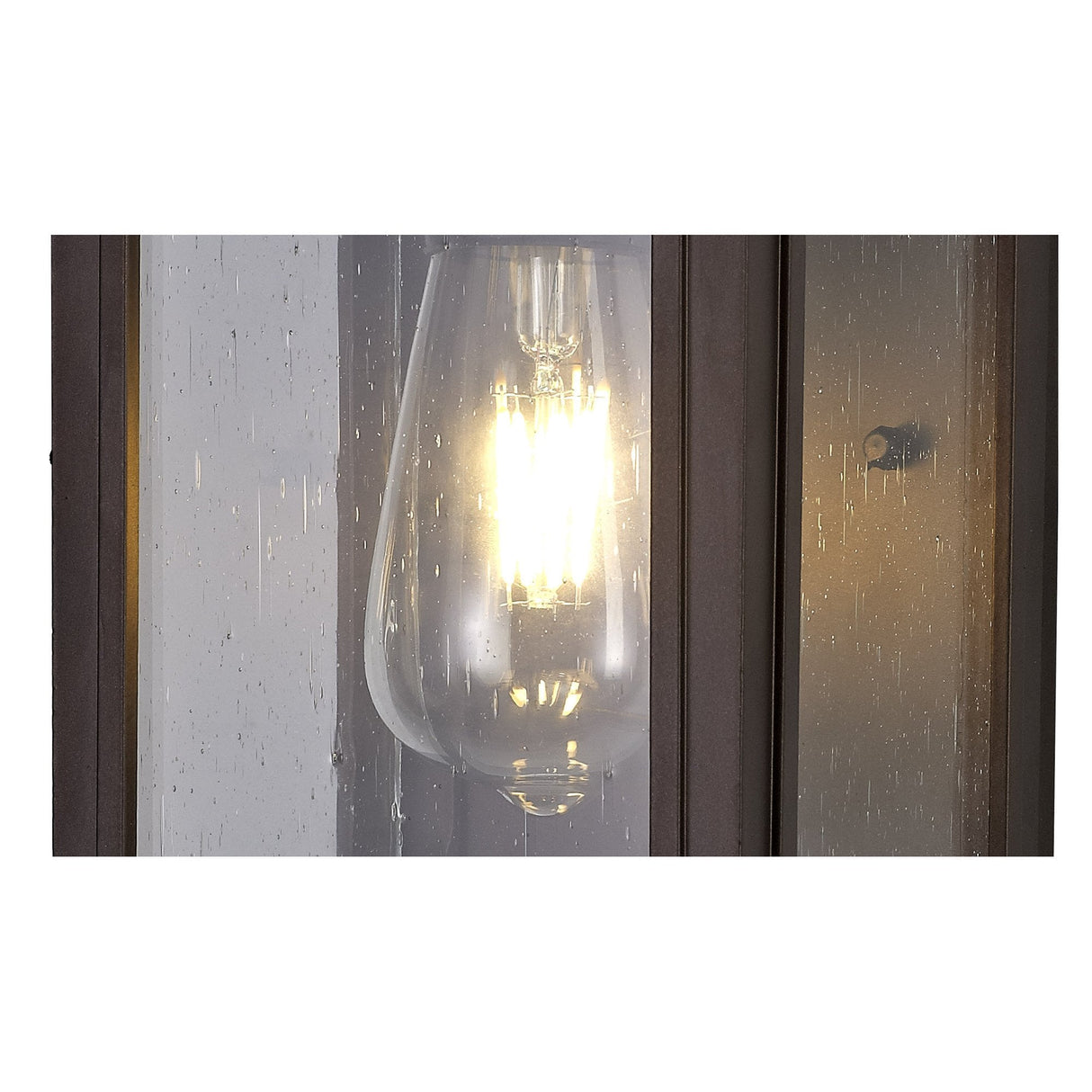 Antique Bronze Flush Wall Lamp with Clear Seeded Glass Shade, 1 x E27, IP54, 2-Year Warranty