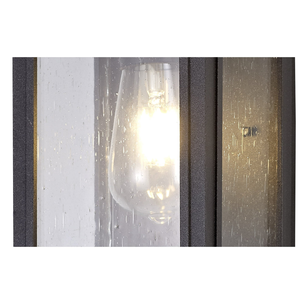 Anthracite Wall Lamp with Clear Seeded Glass, E27 Socket, IP54 Rating, 2-Year Warranty