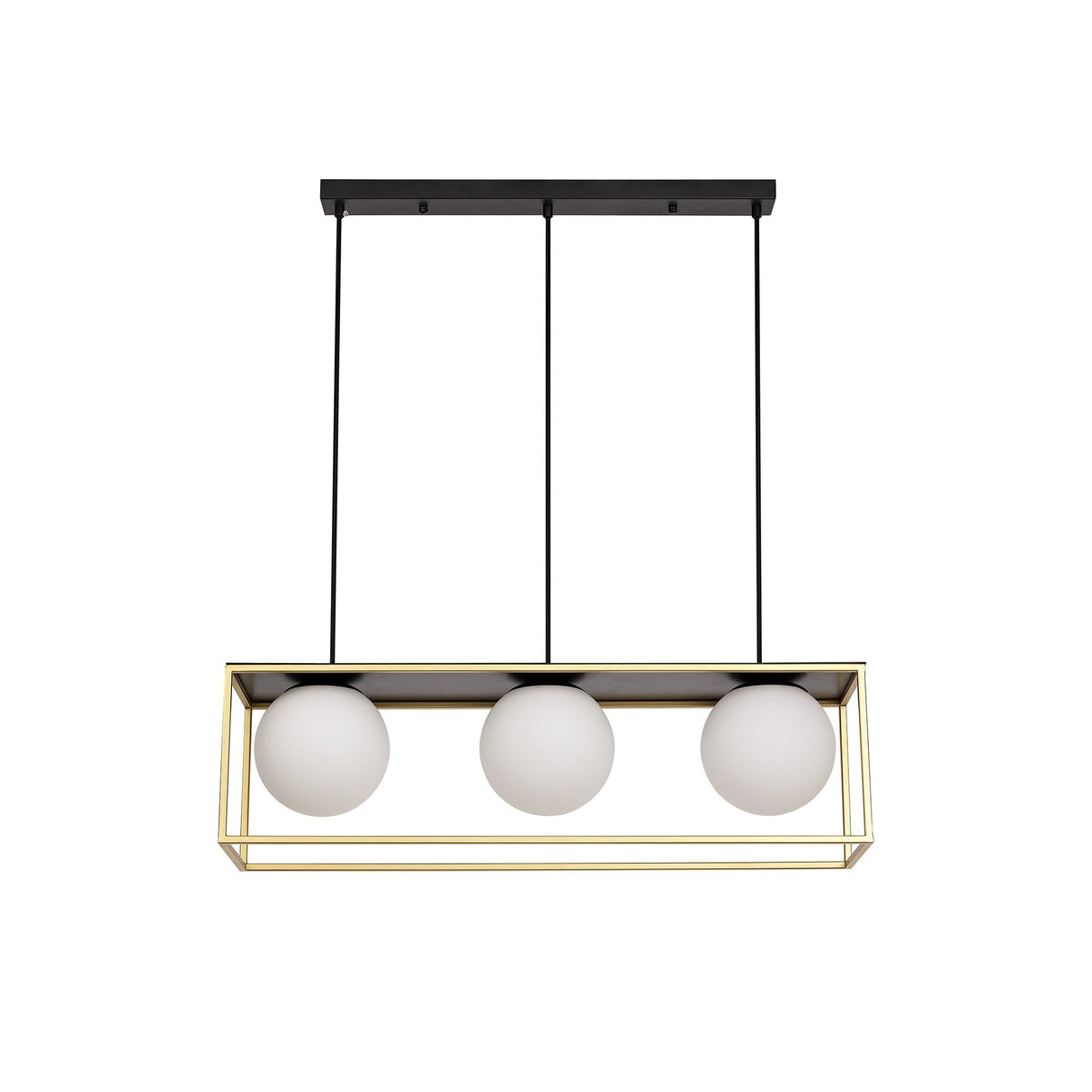 Modern Elegance: 3-Light Adjustable Linear Pendant in Black and Gold