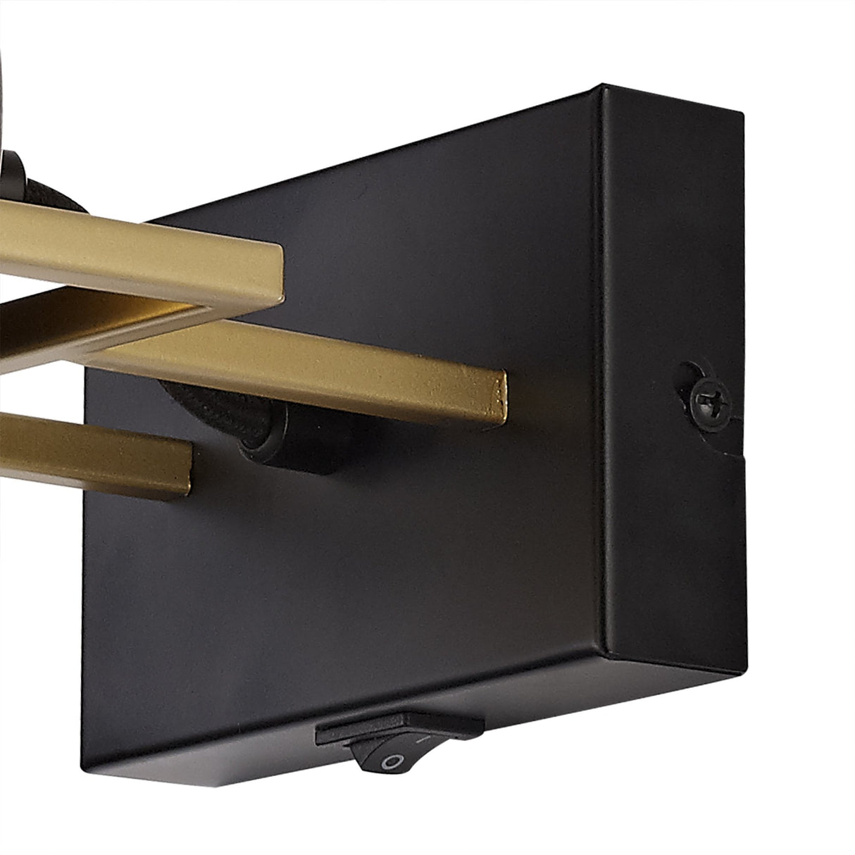 Elegant Matt Black and Gold Wall Lamp with Frosted White Shade and Rocker Switch