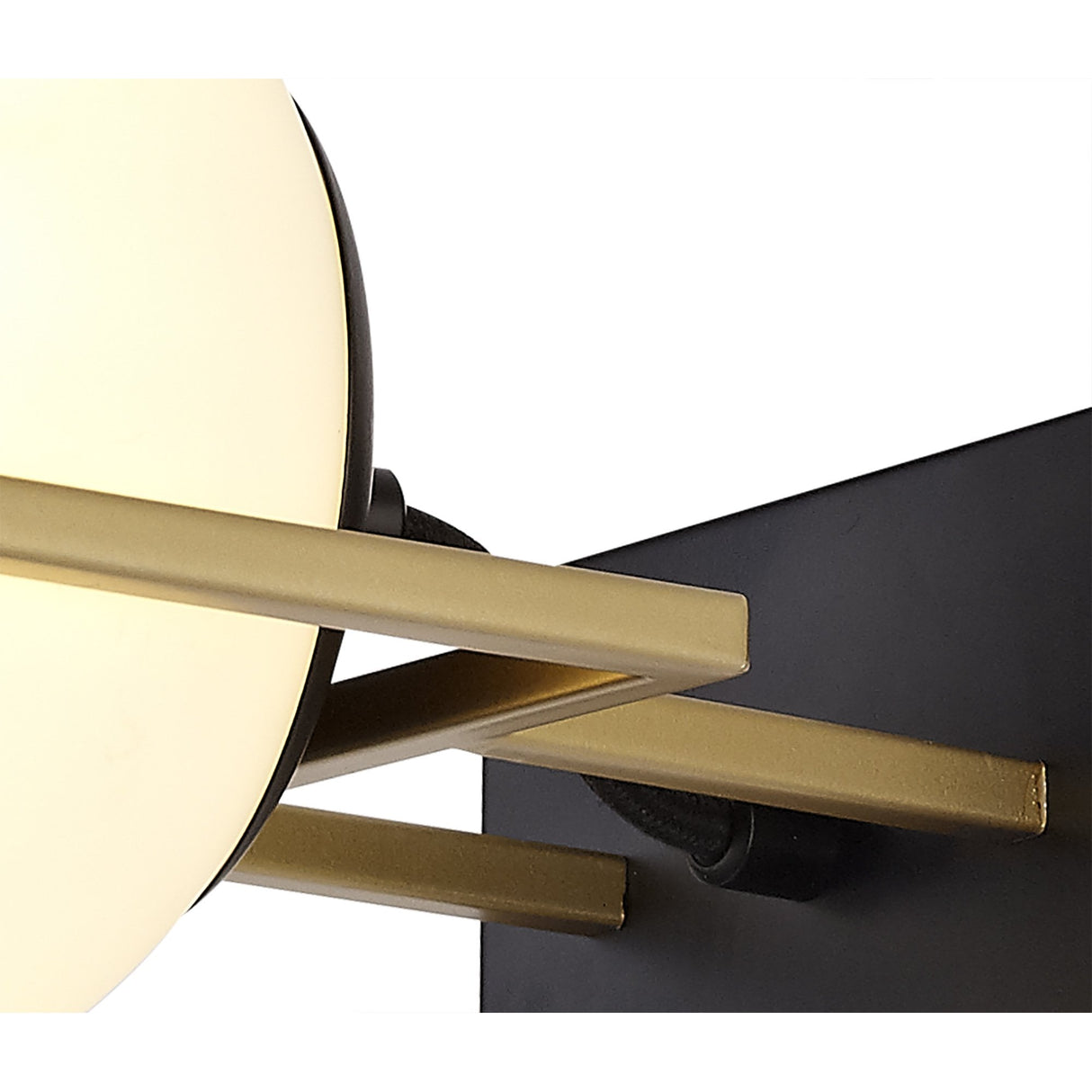 Elegant Matt Black and Gold Wall Lamp with Frosted White Shade and Rocker Switch
