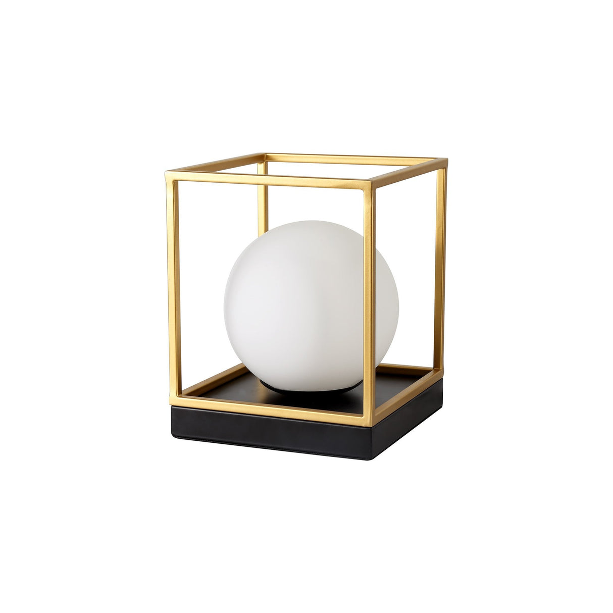 Elegant Black and Gold Table Lamp with Frosted White Shade