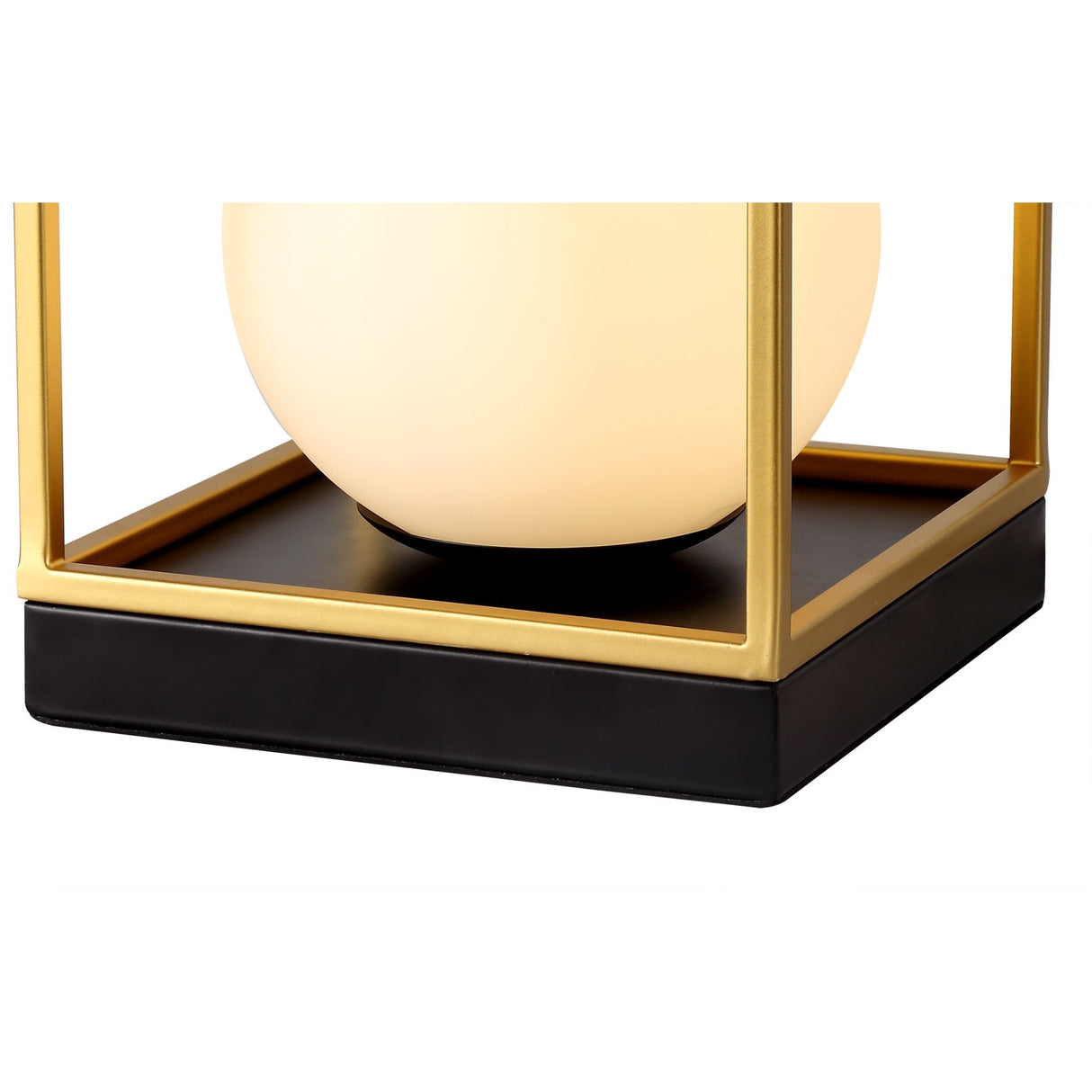 Elegant Black and Gold Table Lamp with Frosted White Shade