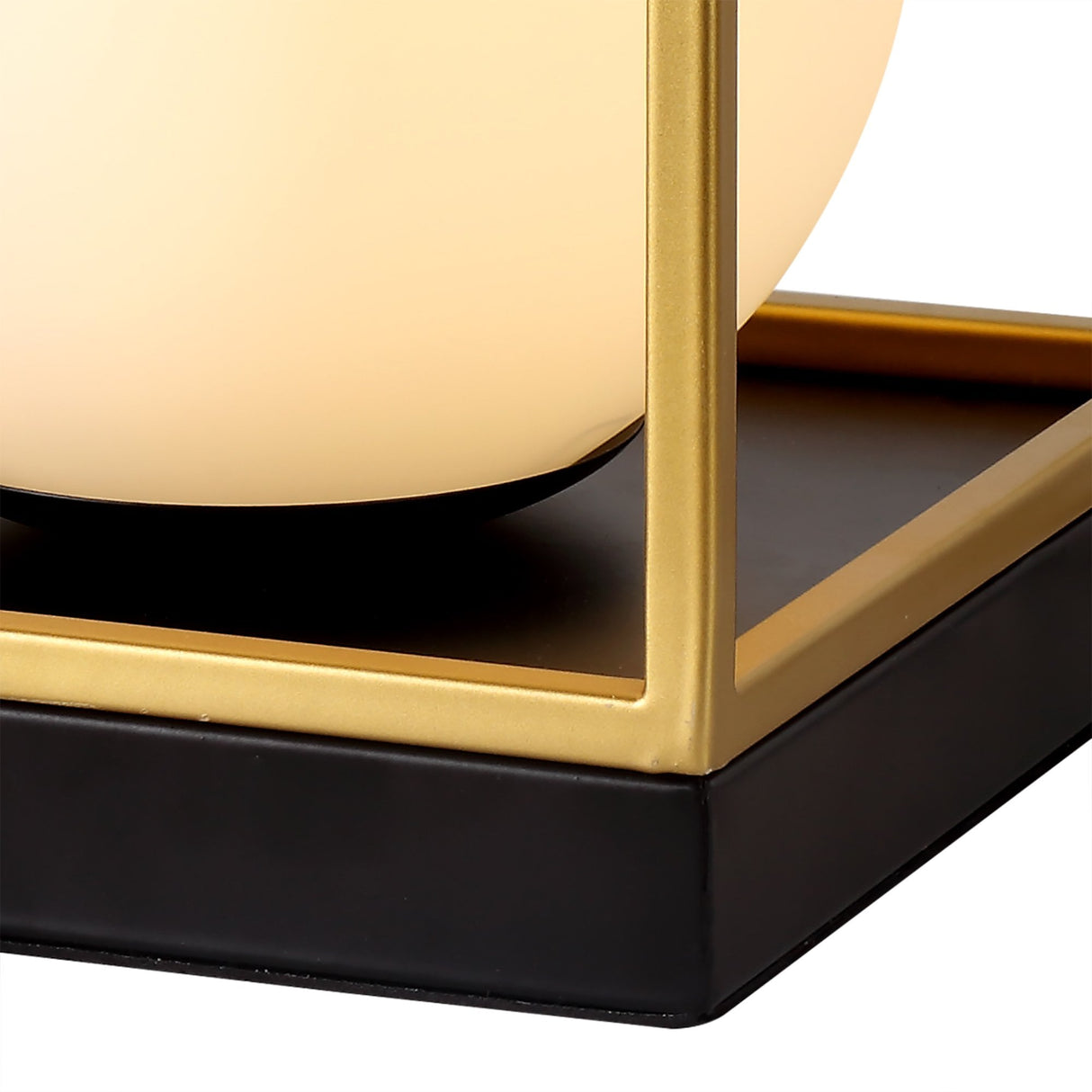 Elegant Black and Gold Table Lamp with Frosted White Shade