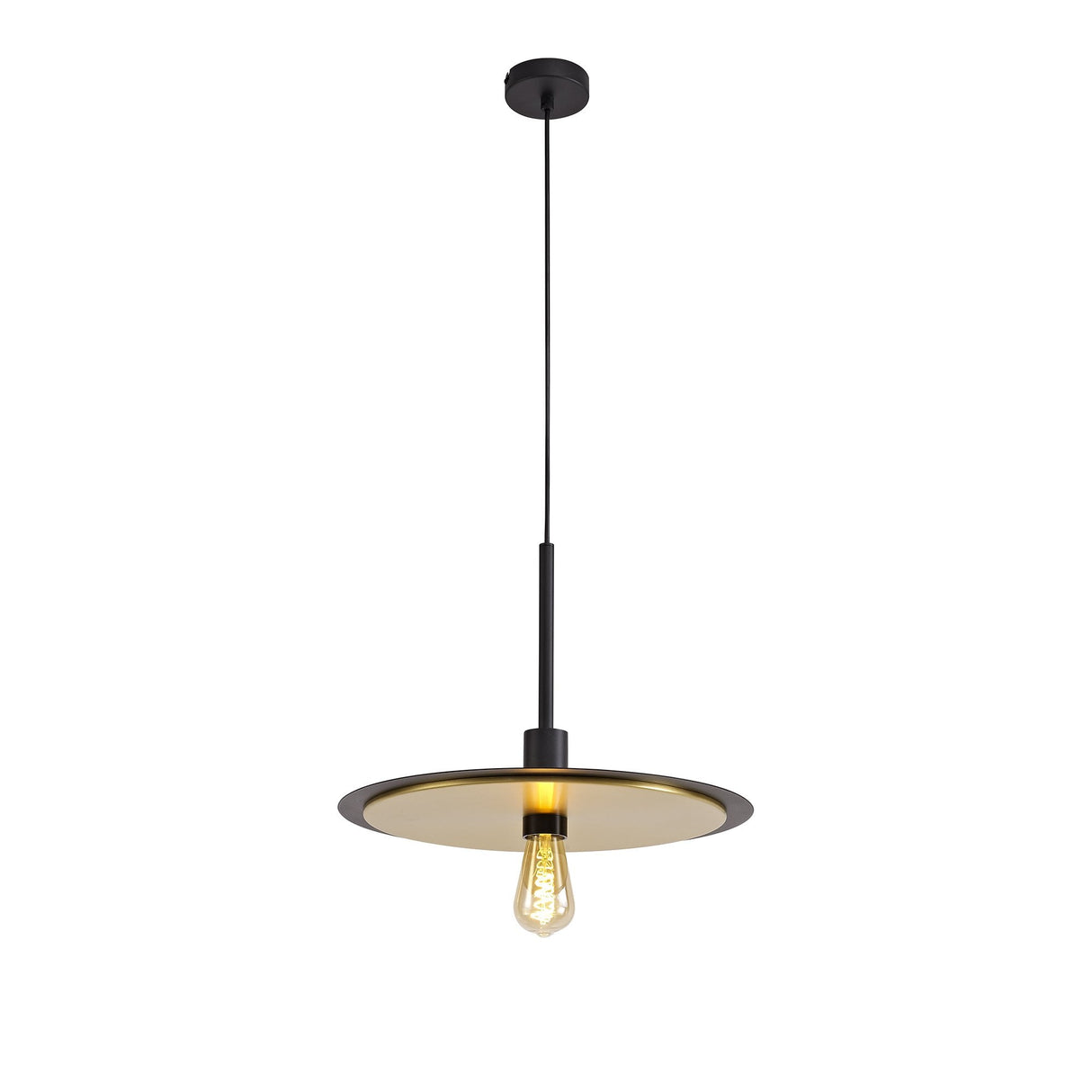 Versatile 3-in-1 Black & Gold Ceiling Light: Flush, Semi-Flush, or Pendant Style
