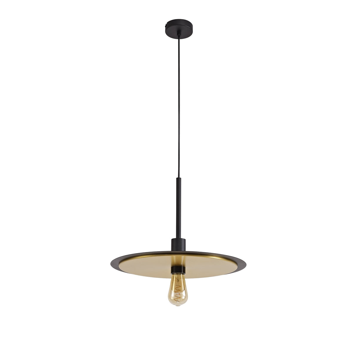 Versatile 3-in-1 Black & Gold Ceiling Light: Flush, Semi-Flush, or Pendant Style