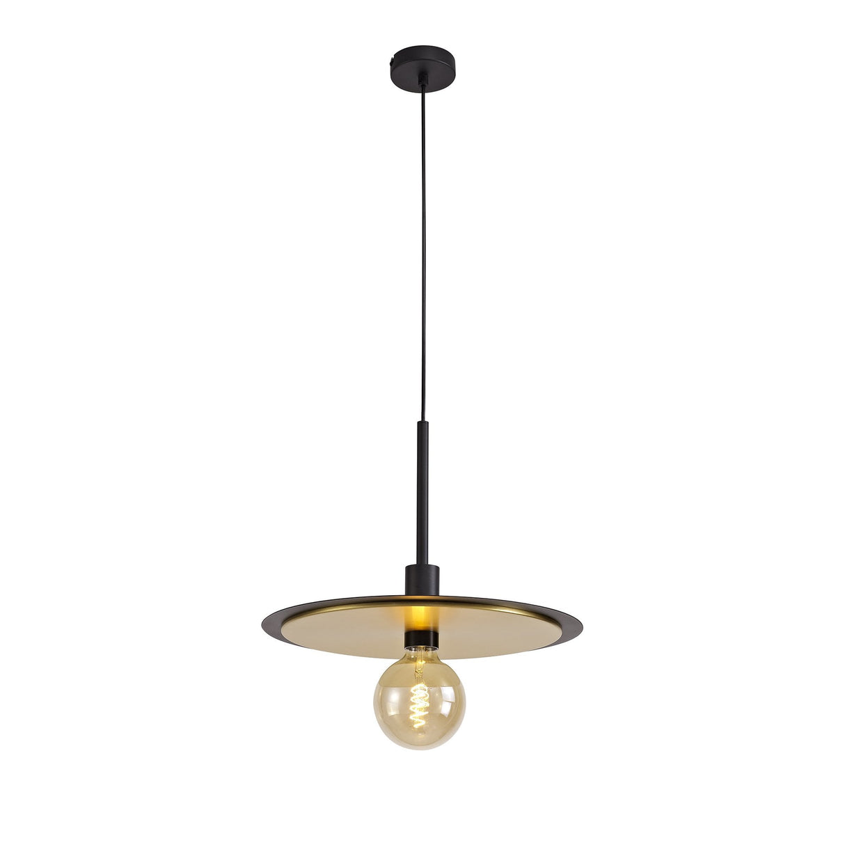 Versatile 3-in-1 Black & Gold Ceiling Light: Flush, Semi-Flush, or Pendant Style