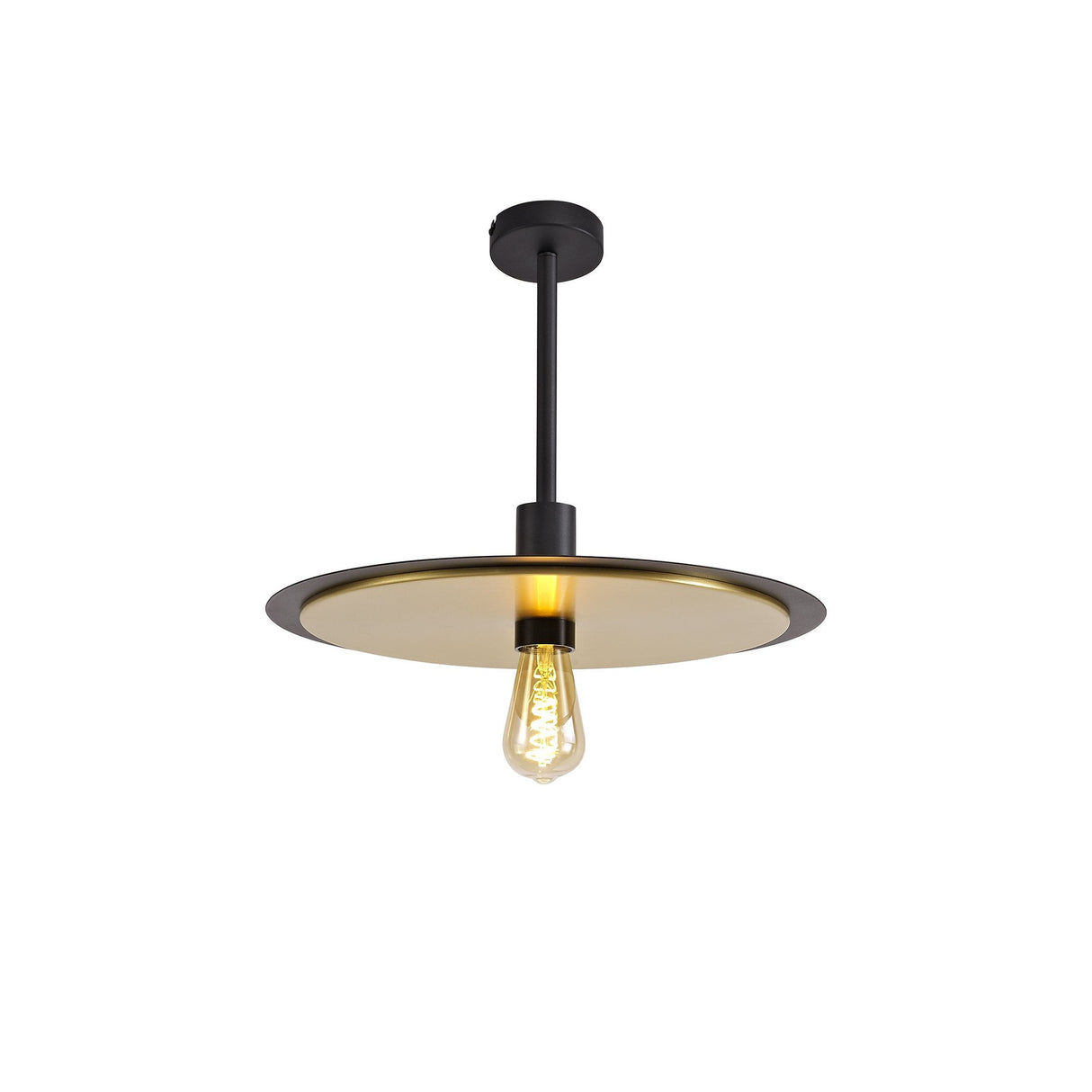 Versatile 3-in-1 Black & Gold Ceiling Light: Flush, Semi-Flush, or Pendant Style