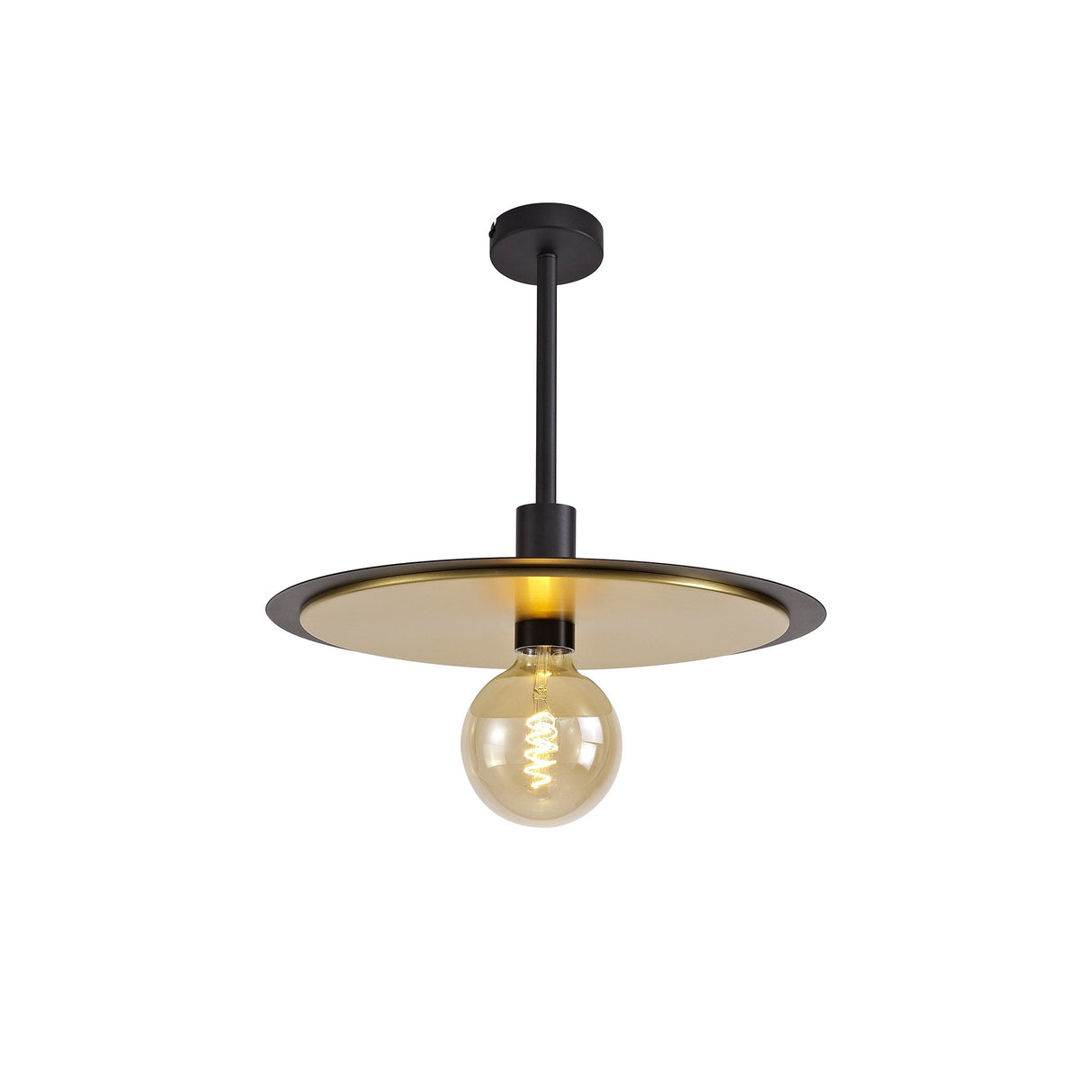 Versatile 3-in-1 Black & Gold Ceiling Light: Flush, Semi-Flush, or Pendant Style
