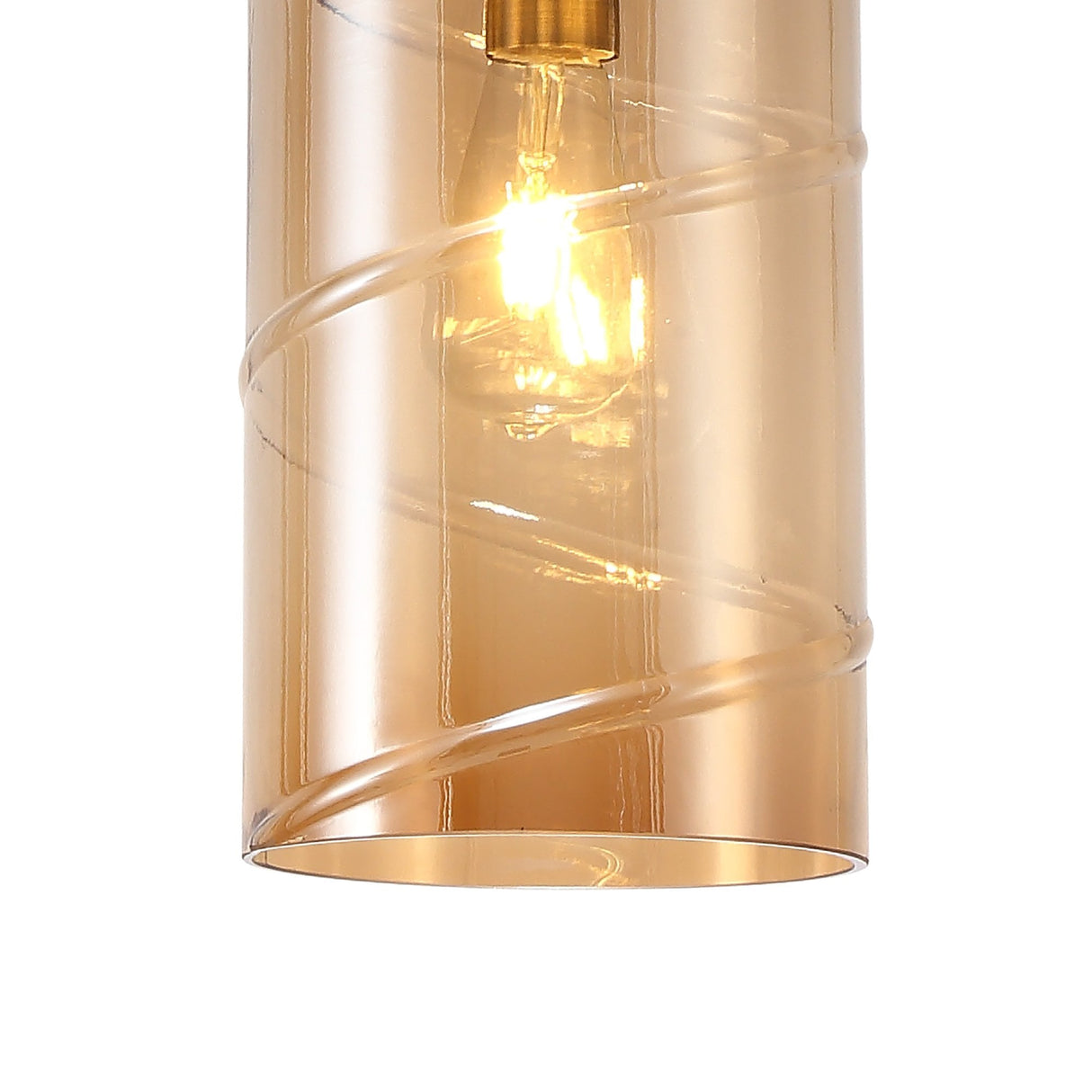 Antique Brass Pendant Light with Amber Glass Shade