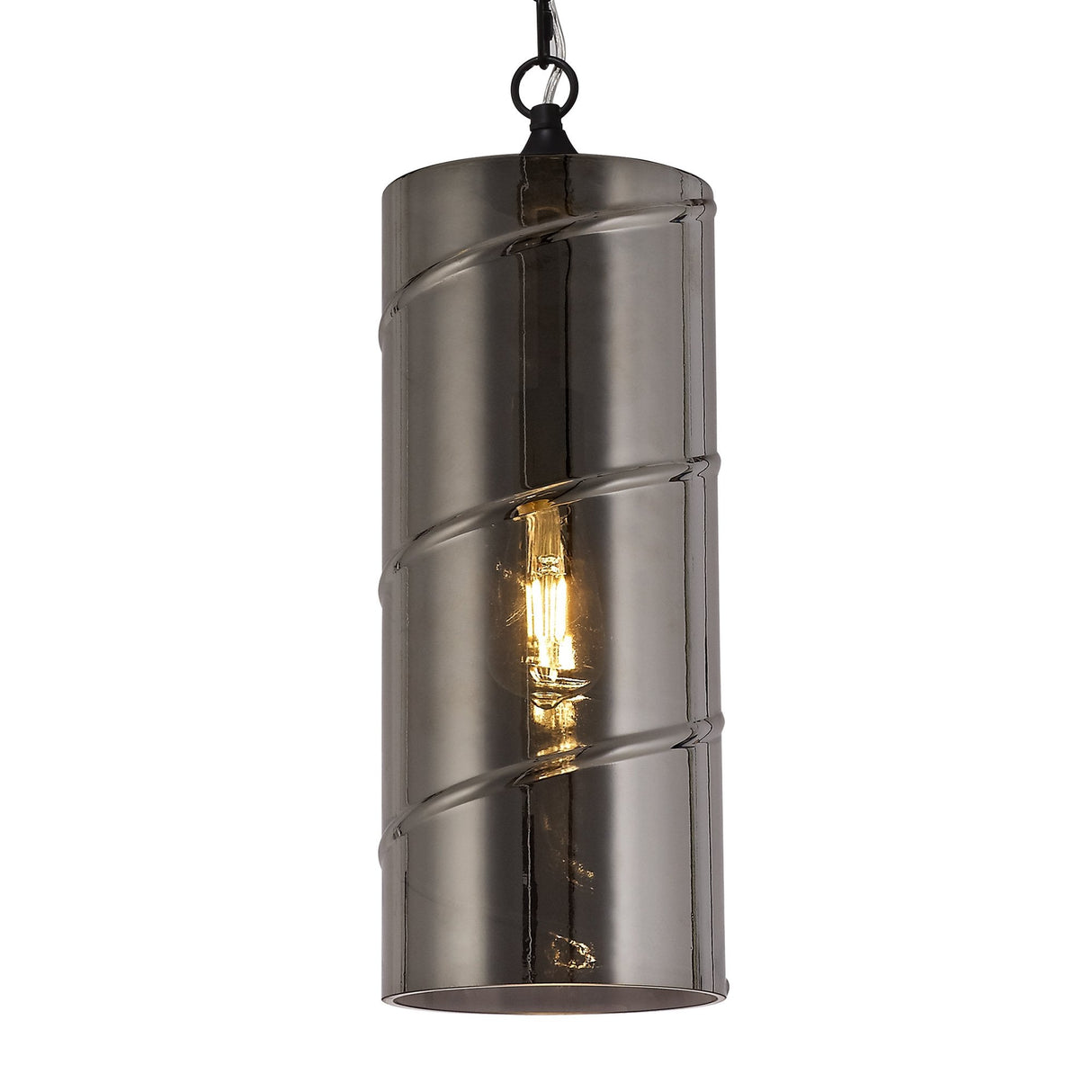 Modern 1-Light Pendant with Matt Black and Smoked Glass Shade