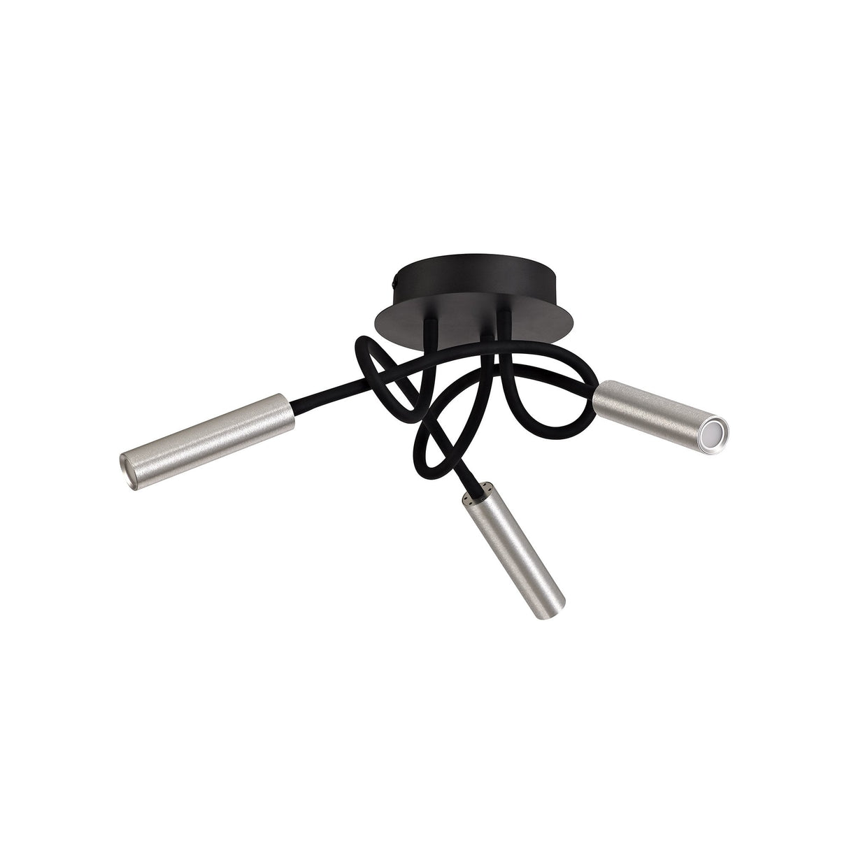 Modern Black and Aluminium Adjustable 3-Light LED Ceiling Fixture, 3000K, Dimmable, 930lm, 3-Year Warranty