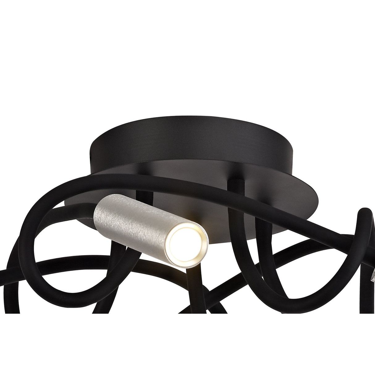 Modern Adjustable 5-Arm LED Ceiling Light Fixture, Black and Aluminium, 3000K Warm White, Dimmable, 3-Year Warranty