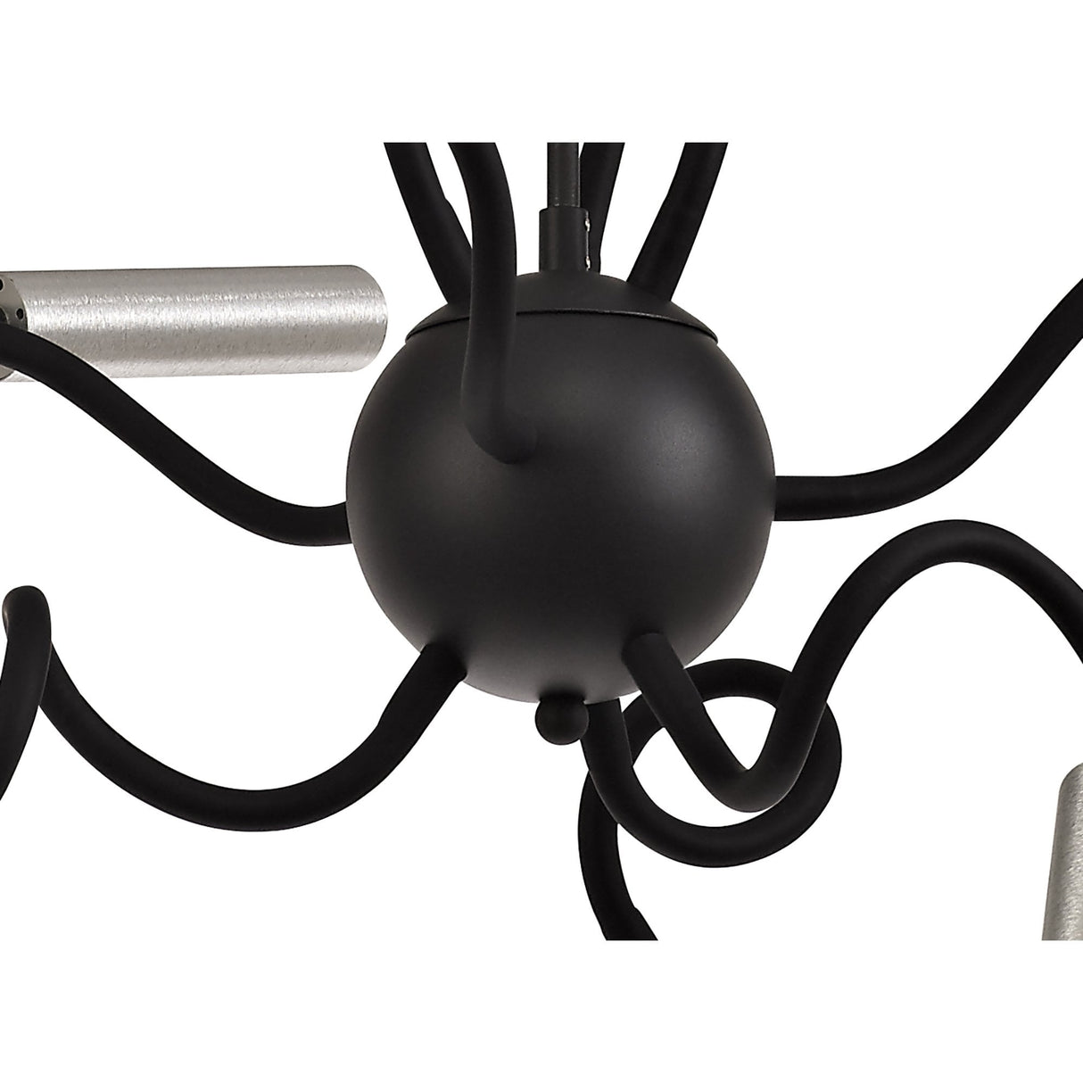 Modern Sputnik Pendant Light, Adjustable 9 Arms, Integrated Dimmable LED, 3000K, 2250lm, Black & Aluminium Finish, 3-Year Warranty