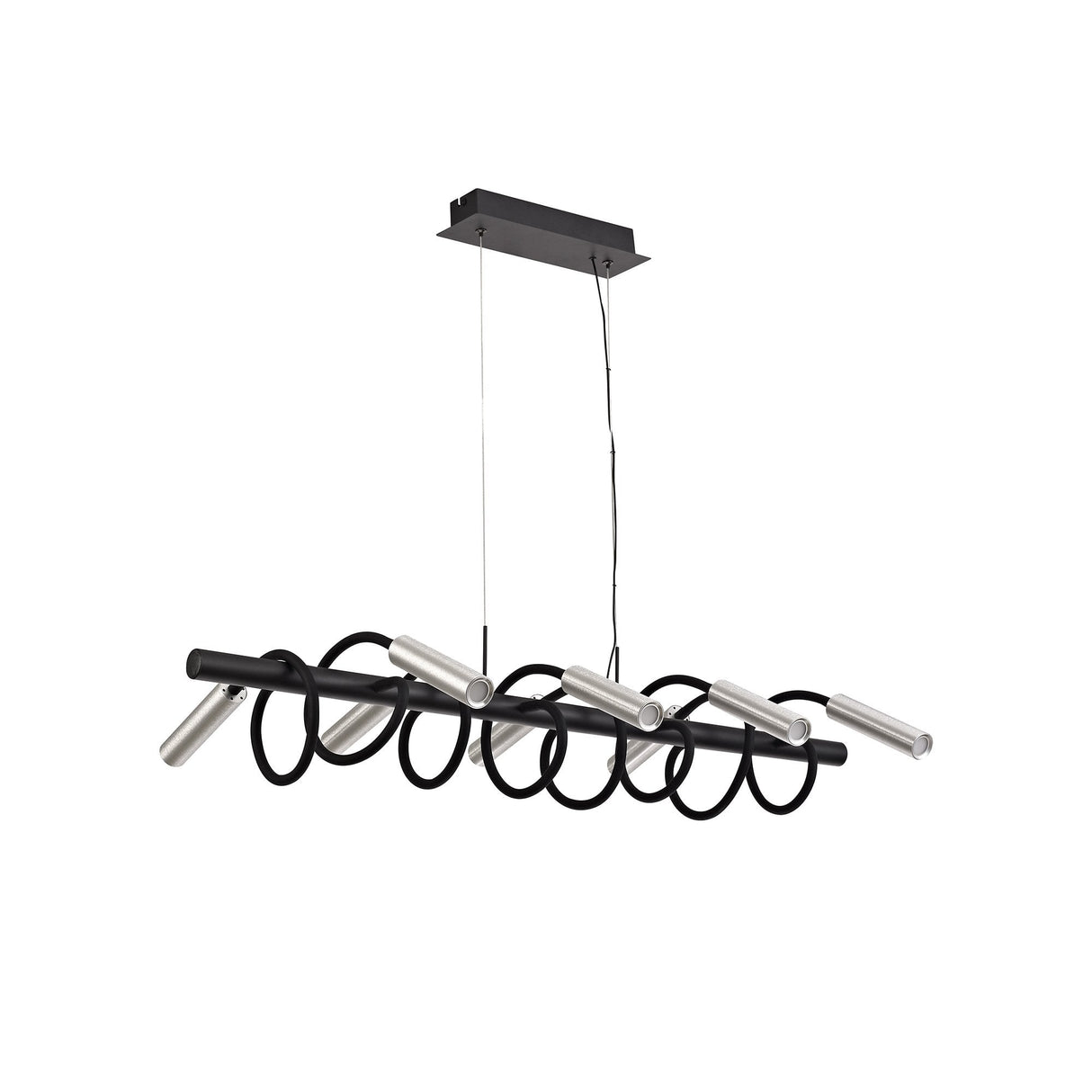 Sleek Black Linear Pendant Light, 8 Adjustable Arms, 3000K LED, Dimmable, 3-Year Warranty